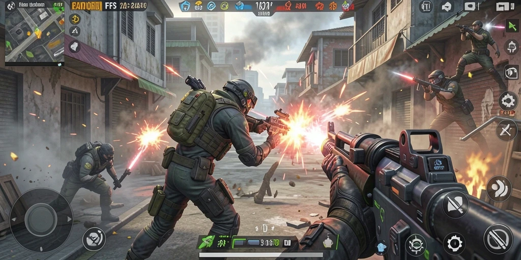 Tampilan gameplay menegangkan dalam 3446, siap untuk aksi FPS.