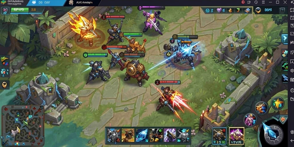 Screenshot RPVIP5 menampilkan aksi seru dalam arena MOBA.