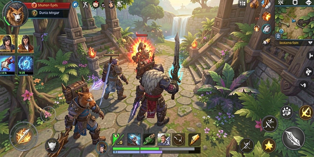 Tangkapan layar gameplay SE328 yang menampilkan pertempuran seru dalam dunia MMORPG.
