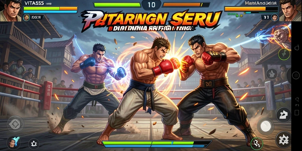 Tampilan gameplay VITA555 yang dinamis dalam pertarungan Fighting.